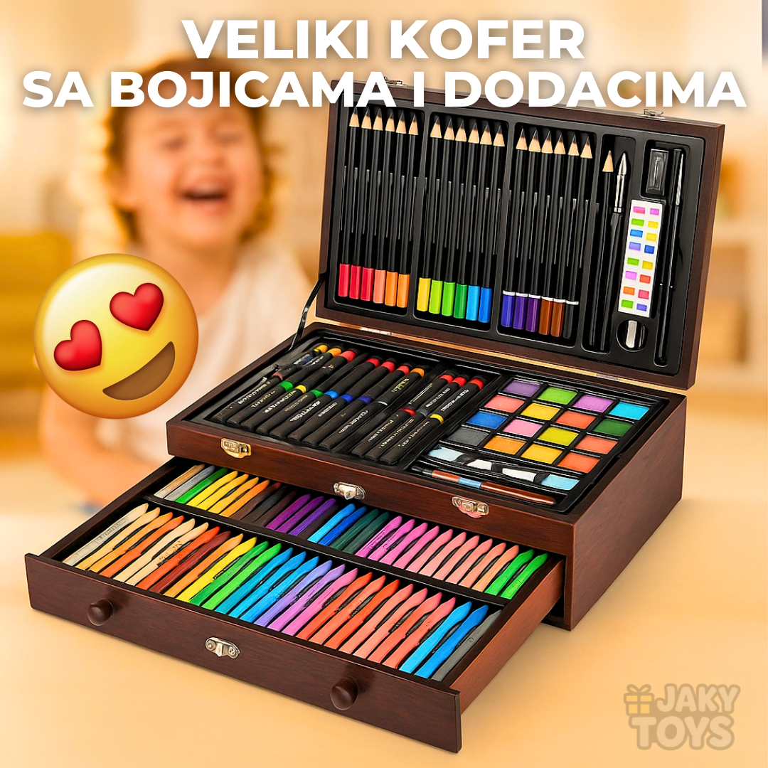Veliki drveni kofer sa bojicama